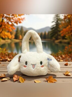 Sanrio  Cinnamonroll white  Plush Bunny Handbag with Bow Accent